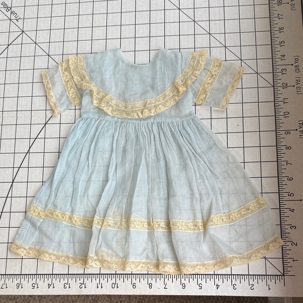 Vintage 1940s–50s Toddler Dress – Sheer Blue Organdy with Lace Trim
